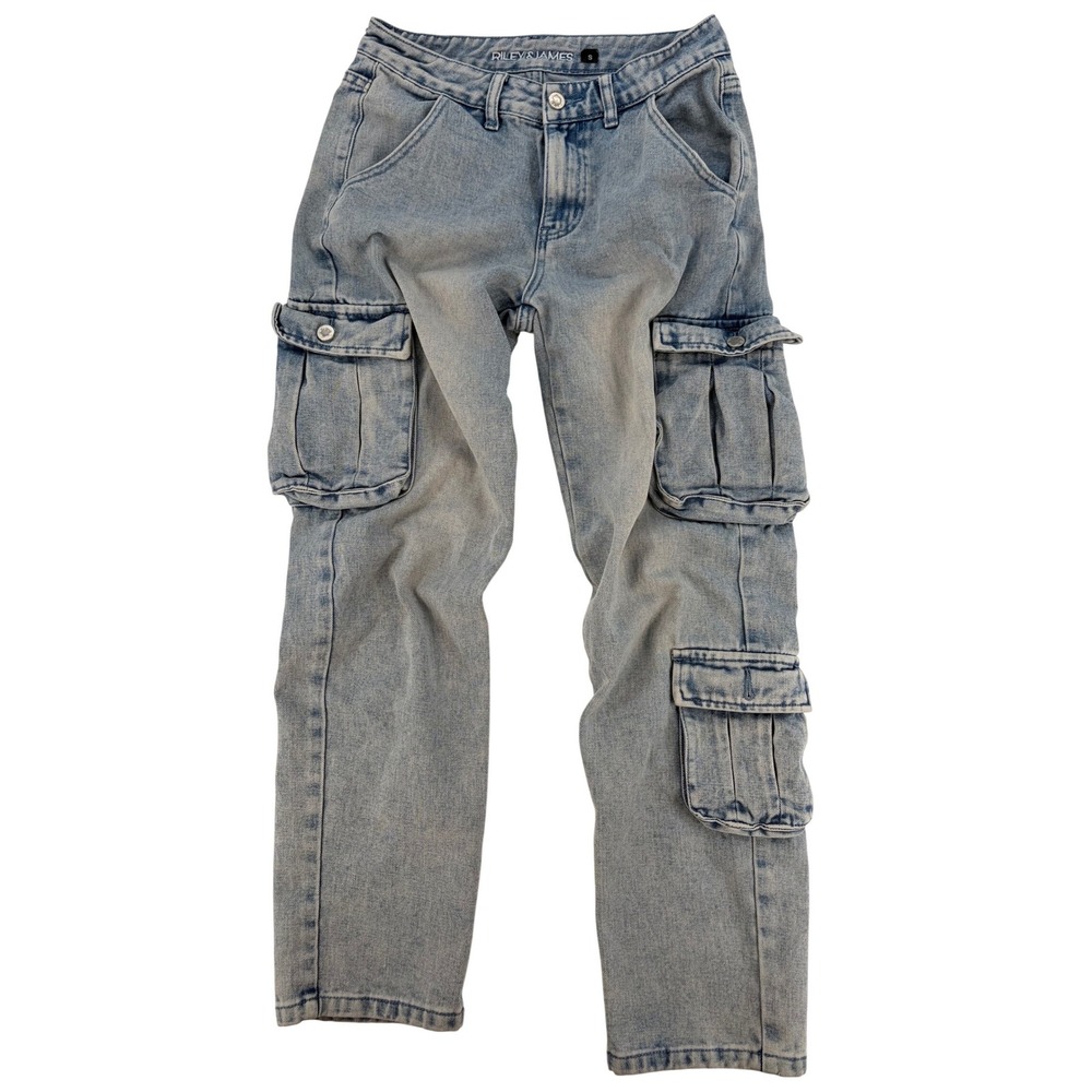 Riley &‎ James Cargo Jeans Size S Light Wash Relaxed Y2K Streetwear